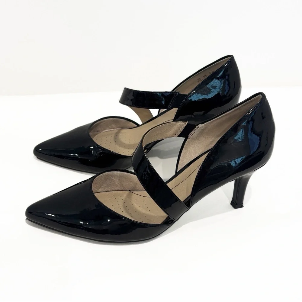 Life Stride Soft System Suki Black Patent Strappy Heel